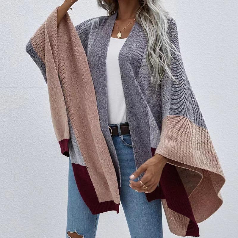 IHUASU Осенне-зимний женский клетчатый большой размер свободный вязаный кардиган куртка джемпер женский