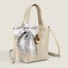 IELGY Fashion Silk Scarf Portable Bucket Bag, Texture Versatile Single Shoulder Crossbody