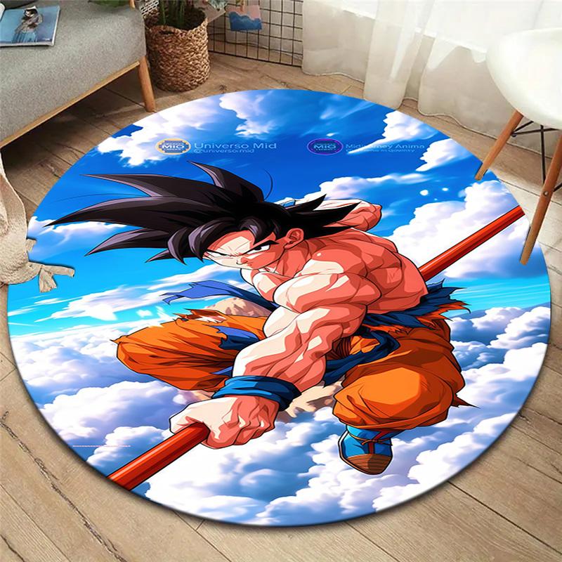 Son Goku Round Area Rug Carpet Rug For Living Room Bedroom Sofa Playroom Decor Nonslip Floor Mat