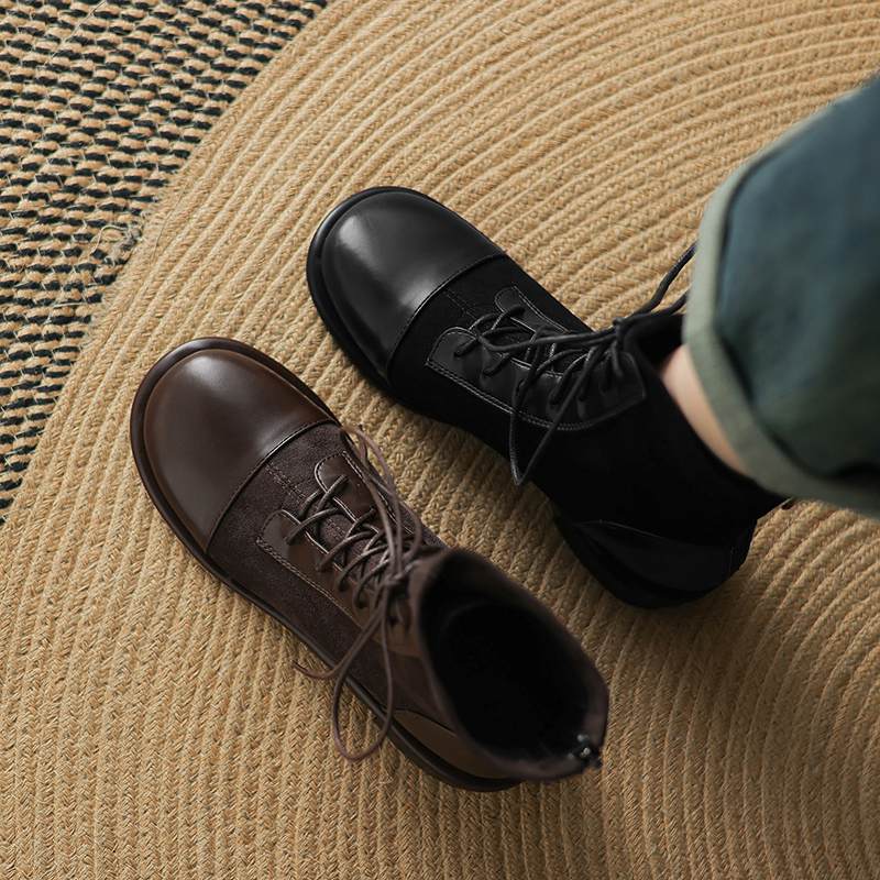 Krazing Po Микрофибра Зимние Круглый Носок Размер 33 Ковбойские Сапоги Размер 43 Шнуровка Низкий Каблук Европейский Дизайнер Ботильоны