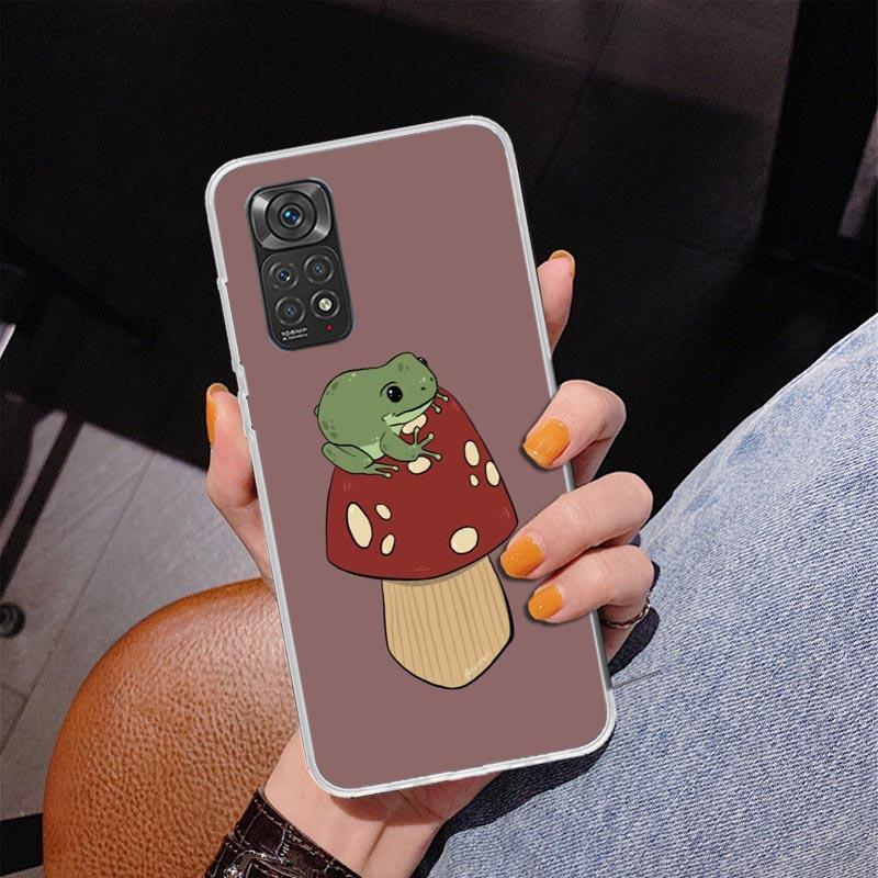 Коттеджкор Лягушка Гриб Кавайный Чехол для Телефона Для Xiaomi Redmi Note 15 14 13 12S 12 11 Pro Plus 14S 11S 11E 10 10S 11T 5G Персональный