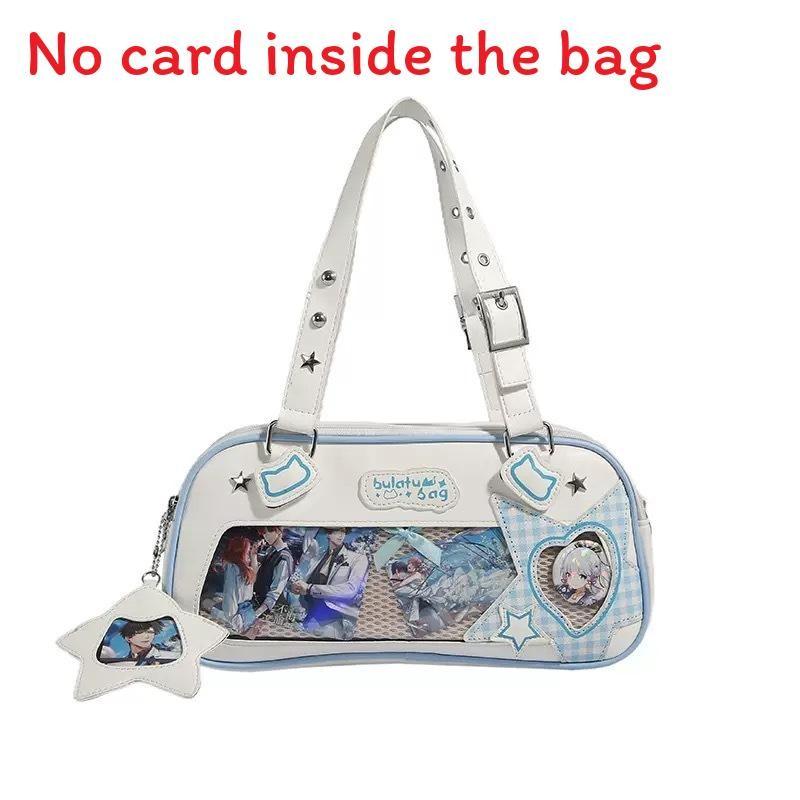Star Letter Shoulder Bag With Adjustable Shoulder Strap Zipper Design Leather Pu