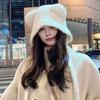 Winter Cute Bear Ears Knit Hat for Women Fuzzy Slouchy Crochet Hat Soft Plush Warm Hat with Ear Flap