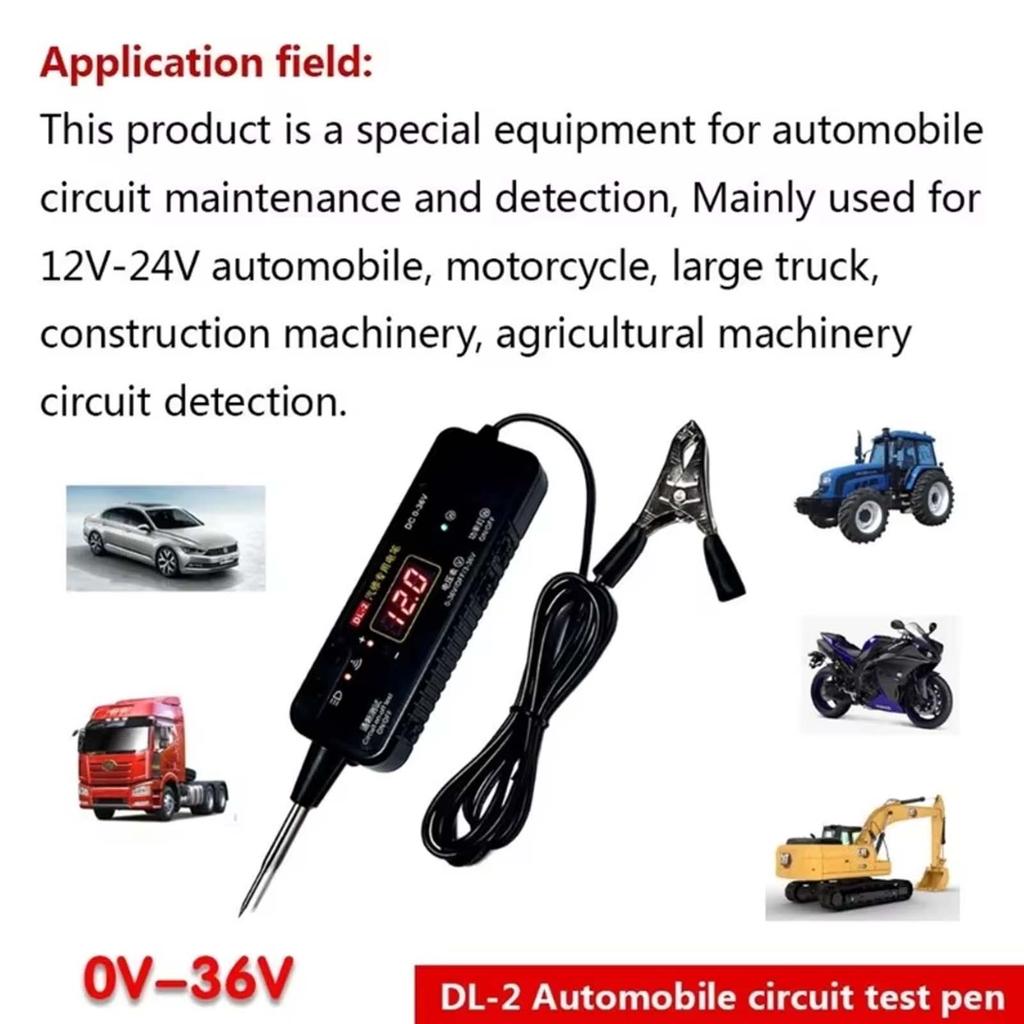 Digital LED Automotive Circuit Tester, 0-36V Car Electrical System Tool Short Detection, DL-2