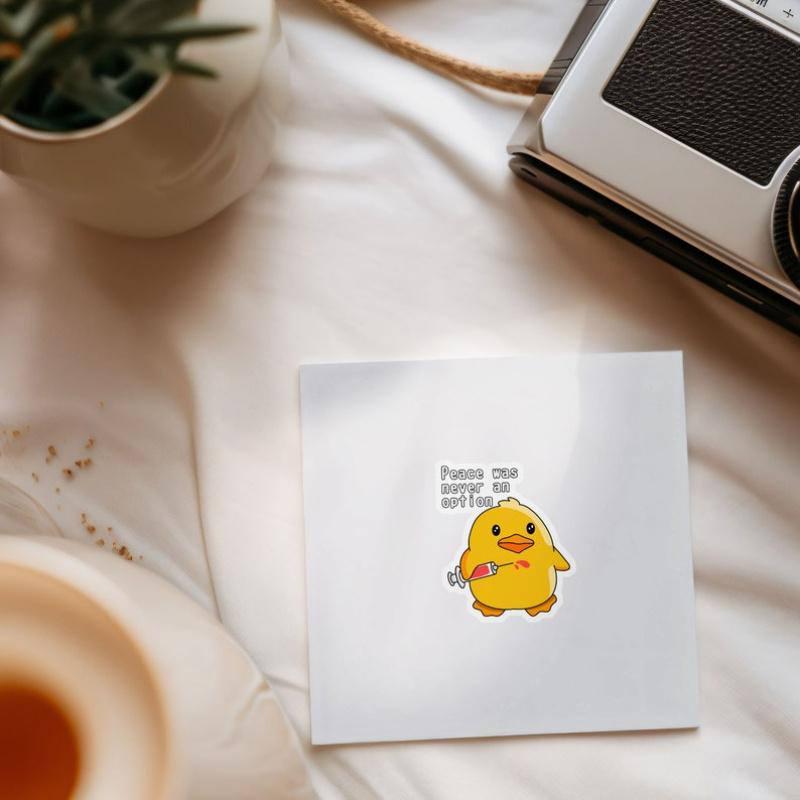 Duck - Peace Was Never an Option Die-Cut Sticker - White Background Laminated Waterproof Sticker, Funny Nurse Pun