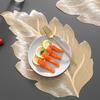 6Pcs Kitchen Placemat Set High Temperature Resistant Gold-Stitched Leaf Shape Dining Place Mat Table Setting Accessory