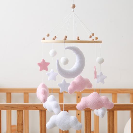 Детский облачный мобиль для кроватки, ручной работы, из фетра, декор для детской комнаты со звездами, луной, мягкая подвесная игрушка для коляски, подарок для мальчиков и девочек