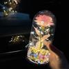 Eternal Flower Glass Lamp Plastic Cover Night Light Rose Simulation Flower With Bear Valentine Day Gift For Girlfriend