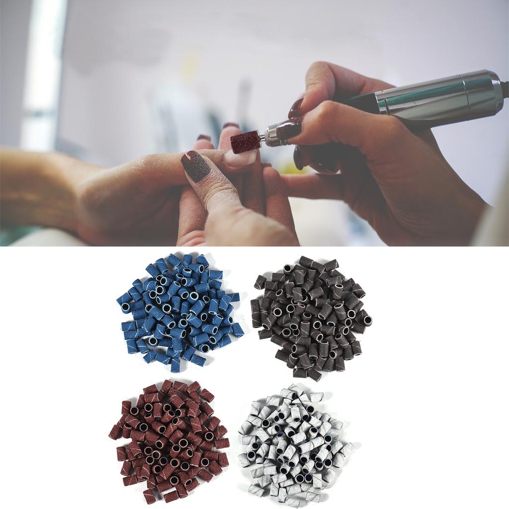 400pcs Sanding Bands with 2 Nail Drill Bits for Manicure Nail Drill Machine 80  120  180  240  Coarse Meduim Fine Grit 100pcs for Each E-file Sand