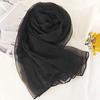 New Black 100% Silk Scarf Hijab Elegant Long Neck Scarves Shawls Spring Fall Brand Accessories Head Scarf Cape 170*100