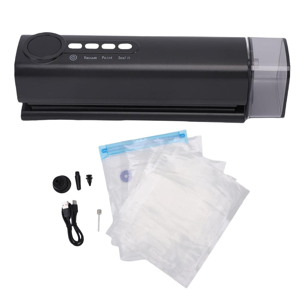 Cordless Vacuum Sealer Multifunctional Adjustable Temperature Portable Automatic Food Sealer Black