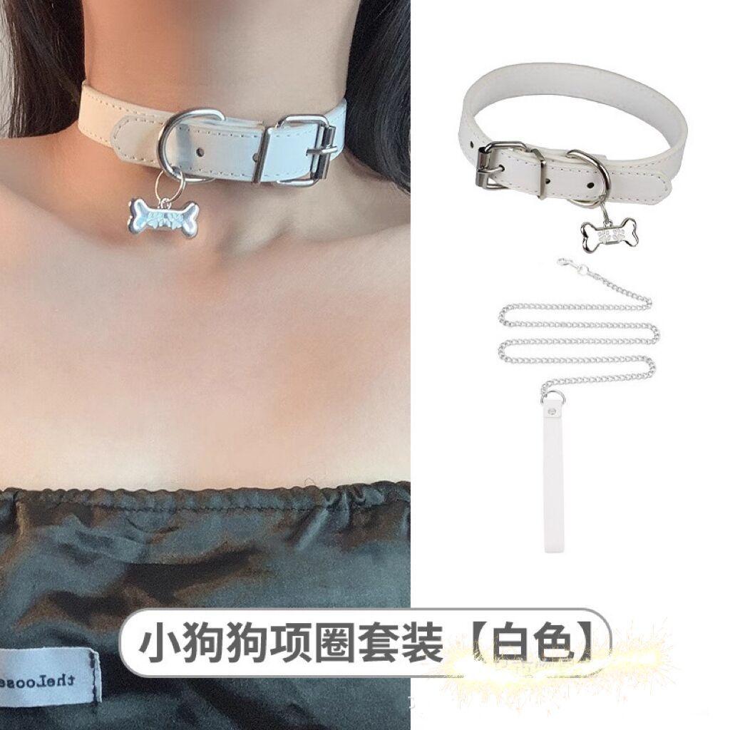 Черный Белый Собака Кость Y2K Hottie Милый Крутой Ошейник Чокер Шея Цепь Ошейник Ключица Цепь Ожерелье Женский Крутой