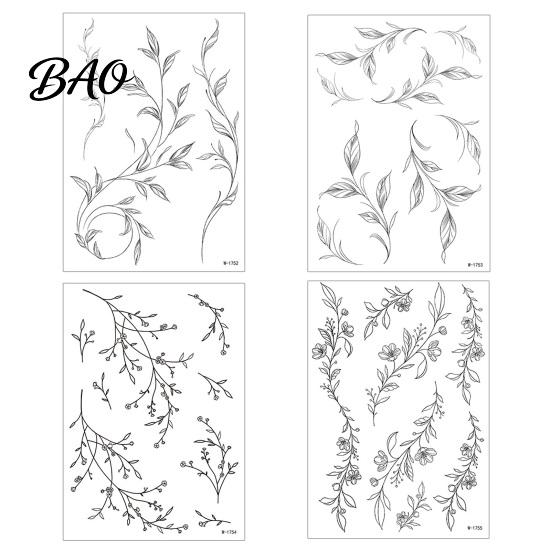 Removable Tattoo Transfers 1 Sheet Temporary Stickers, Waterproof Flowers Leaves Tattoos, Hypoallergenic Tattoos Fake Arm Shoulder Legs Back