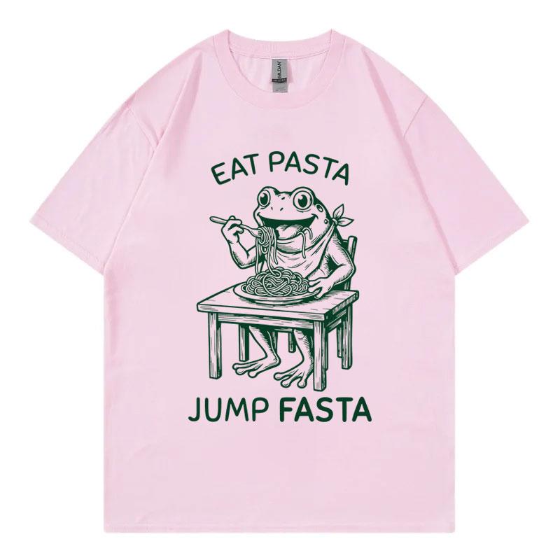 Eat Pasta Jump Fasta Funny Fitness Frog TShirt Unisex Unisex Fashion Vintage Short Sleeve T Shirt Summer Casual 100Cotton TShirts