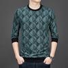 Men's Autumn and Winter Jacquard Digital Printing New Round Neck Long-sleeved T-shirt Sweatshirt Men's Tops Bottoming Shirt