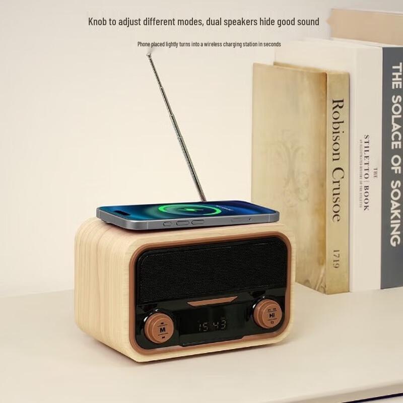 Ji Guang EZM2501A Retro Bluetooth Speaker with Radio & Clock