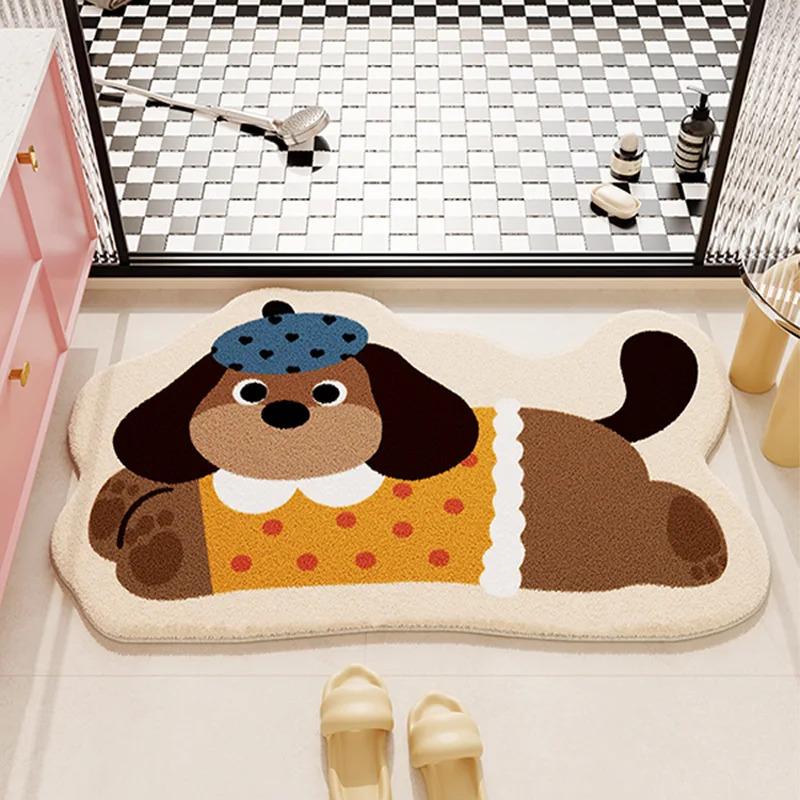 VIKAMA Quick-Dry Bath Mat Bathroom & Kitchen Non-Slip Mat Cashmere-Soft Textile Floor Mat Machine-Washable Non-Slip Mat