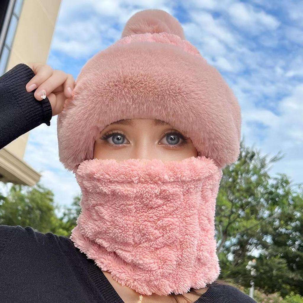 Зимняя теплая шапка, шапки, шарф, теплая дышащая кроличья шерсть, вязаная шапка, шарф для женщин, защитные шапки, ветрозащитные шапки