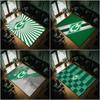 Green White Sunburst Football Club Diamond Logo Area Rug Geometric Radial Print Floor Carpet Sports Fan Living Room Home Decor Mat