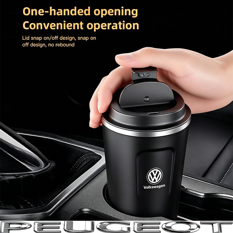 380ML Coffee Mug Car Vacuum Cup 304 Stainless Steel Thermos For VW GTI Golf Polo Tiguan Passat B6 Touareg Jetta CC T-ROC Hub Cap