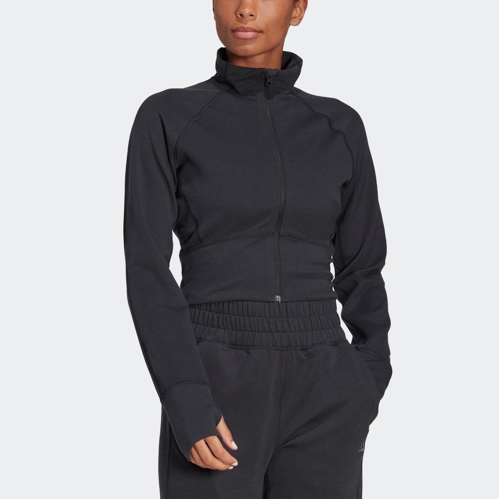 Adidas Женская куртка W Stu Tracktop с однотонным воротником-молнией, черная HD8944