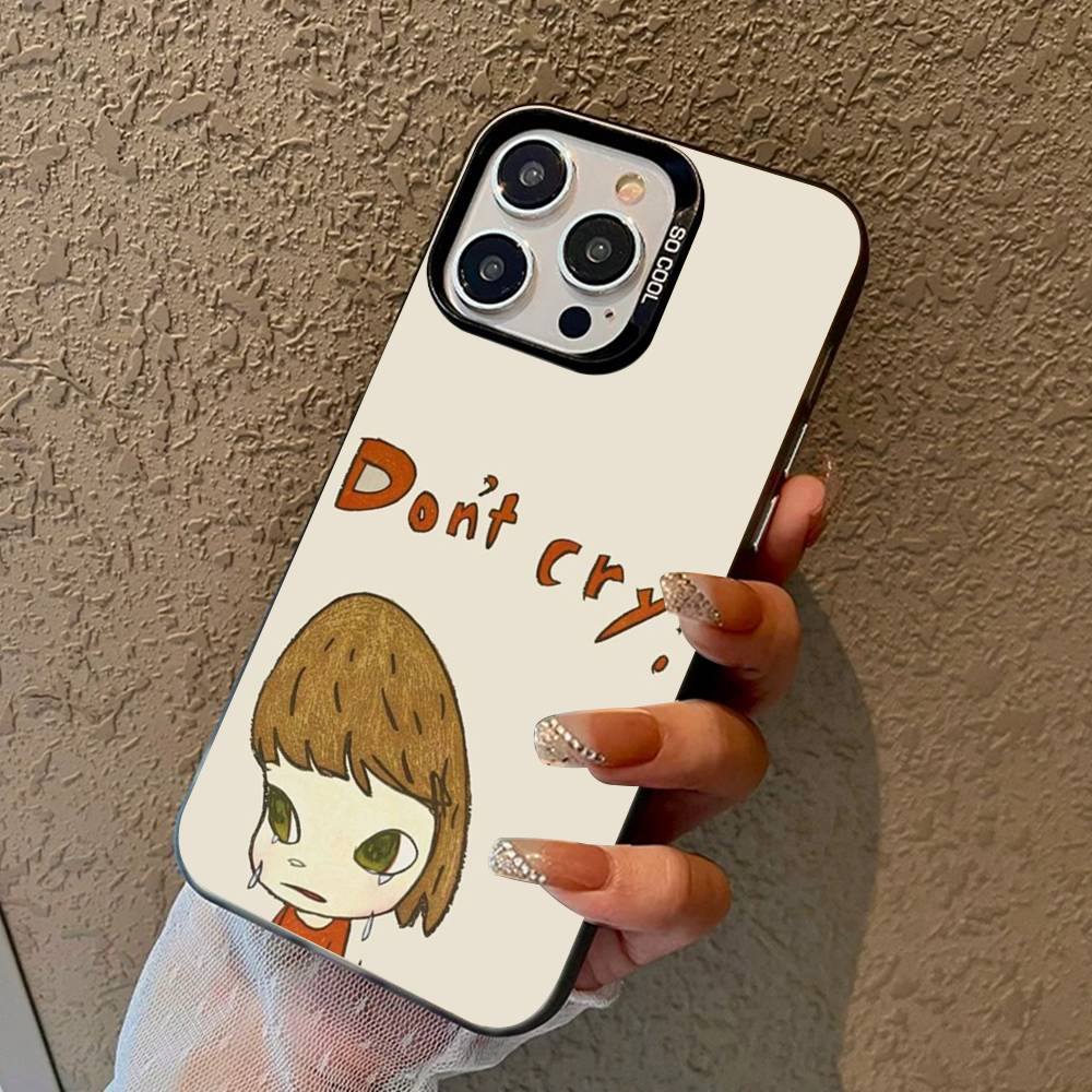 Contemporary Art Yoshitomo Nara Phone Case Color Silver Shell For LPhone 17 16 16e 15 14 13 12 11 Pro Max Plus
