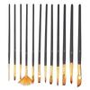 Набор из 12 кистей для рисования, нейлоновый ворс, профессиональные кисти для рисования акварелью