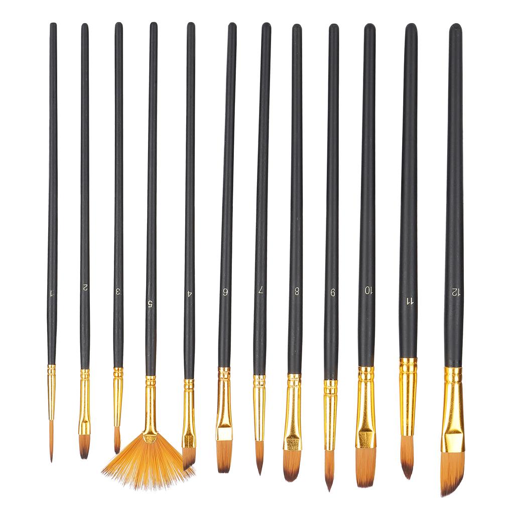 Набор из 12 кистей для рисования, нейлоновый ворс, профессиональные кисти для рисования акварелью