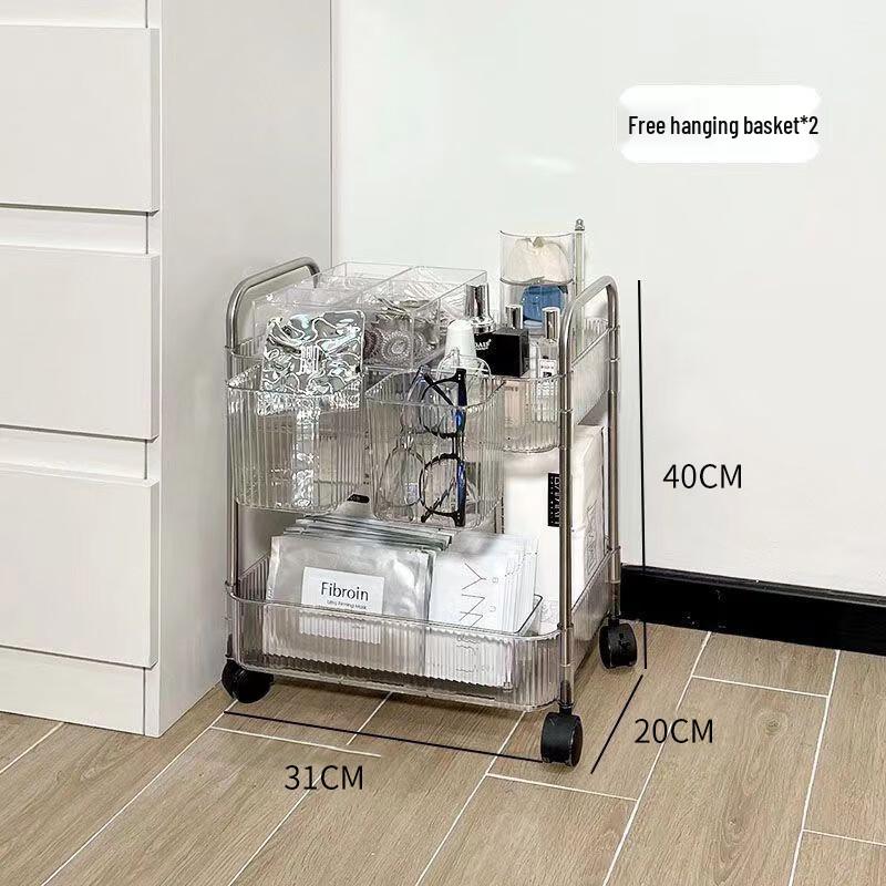 Miling 3-Tier Clear Acrylic Rolling Storage Cart