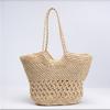 New Hollow Shoulder Straw Bag Zipper Holiday Handwoven Bag Large Capacity Tote Bag Women's Holiday Beach Bag