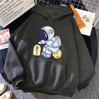 Забавные астронавты, защищающие цветы, женская одежда, модные теплые свободные повседневные толстовки с капюшоном, флисовый карманный женский пуловер