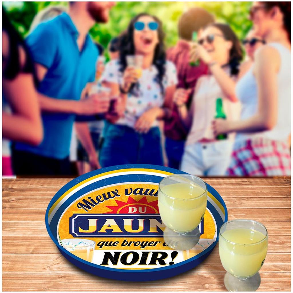 Les Trésors De Lily [A1866] - Круглый металлический поднос «Сообщения» (Лучше пить Желтое, чем молоть Черное! ) - 33 см