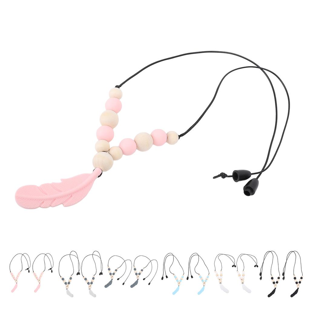 2 шт. Сенсорное ожерелье Уменьшает грызение пальцев Мягкий силиконовый жевательный кулон-ожерелье Подвеска-перо Сенсорное ожерелье
