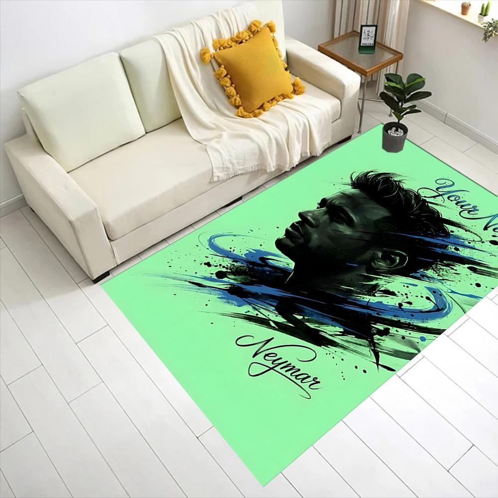 Abstract Neymar Portrait Art Customize Text Area Rug Design for Dormitory Playrooms Dining Room Study room Antislip Carpet Office home decor