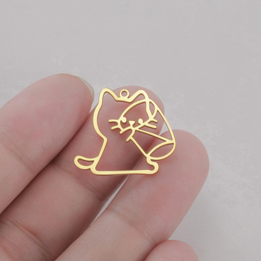 My Shape 5шт Подвески-Кошки Милые Животные Котята Кулоны DIY Ожерелье Серьги Брелоки DIY Изготовление Украшений Ювелирные Изделия из Нержавеющей Стали