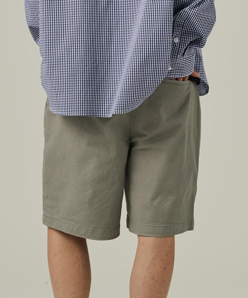 ANALOG MOOD Cotton Pintuck Shorts (Khaki)