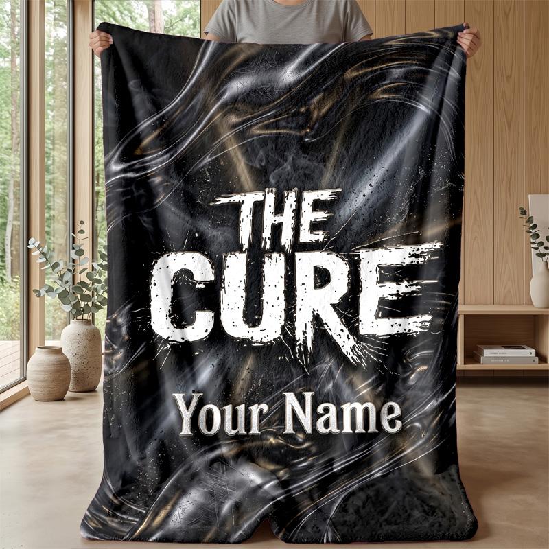 The Cure Custom Flannel Throw Blanket Print Your Name Text Soft Warm Blanket Holiday Present