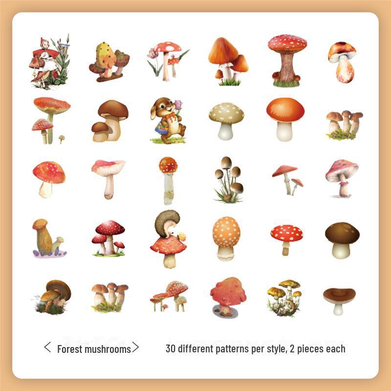 Радостная история природы: Набор наклеек «Ретро-растения» — 60 креативных элементов для детских блокнотов