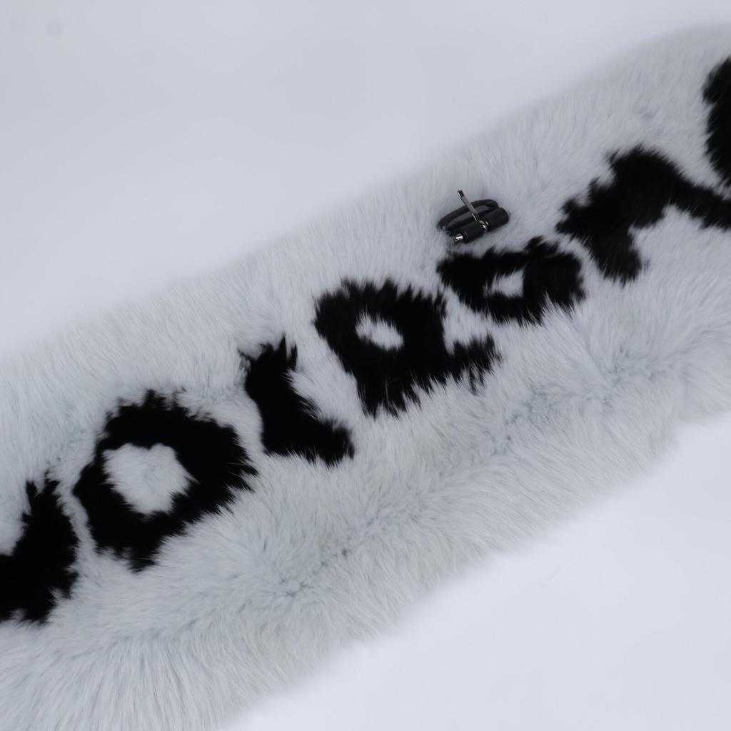 Fendi [Отличное состояние/Одобрено внутри страны] FNL121 1UY F07SQ Мех лисы/Шелковый кожаный ремень Типпет Шарф HERON+BLACK Б/У