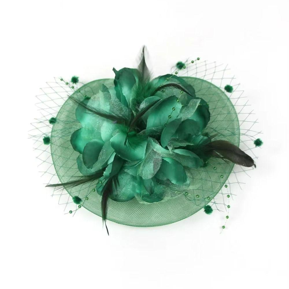 Элегантная шляпка-вуаль Головной убор Перья Головной убор невесты Винтажная сетчатая шляпка-фасинатор Фотография