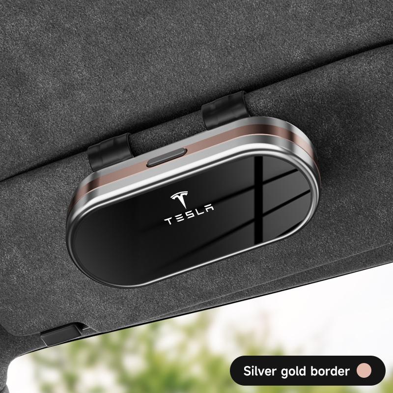 AMO1 Car Glasses Clip Sunglasses Box Sun Visor Eyeglasses Card Ticket Holder For Tesla SpaceX Model 3 Y S X Cybertruck Coil Highland