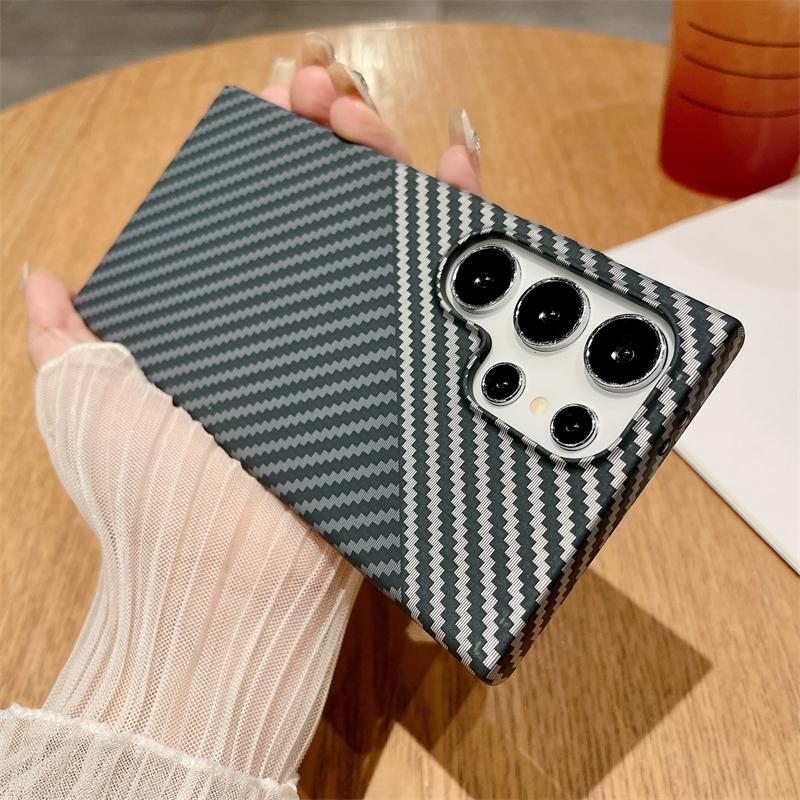 Ultra Thin Carbon Fiber Texture Magnetic For Magsafe Case For Samsung S25 S24 S23 S22 Note 20 Ultra 10 Plus Hard PC Matte Cover