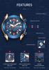 MEGIR Fashion Men Watches Business Chronograph Watch for Men Stainless Steel Quartz Wristwatch Calendar Clock Reloj Hombre 2065