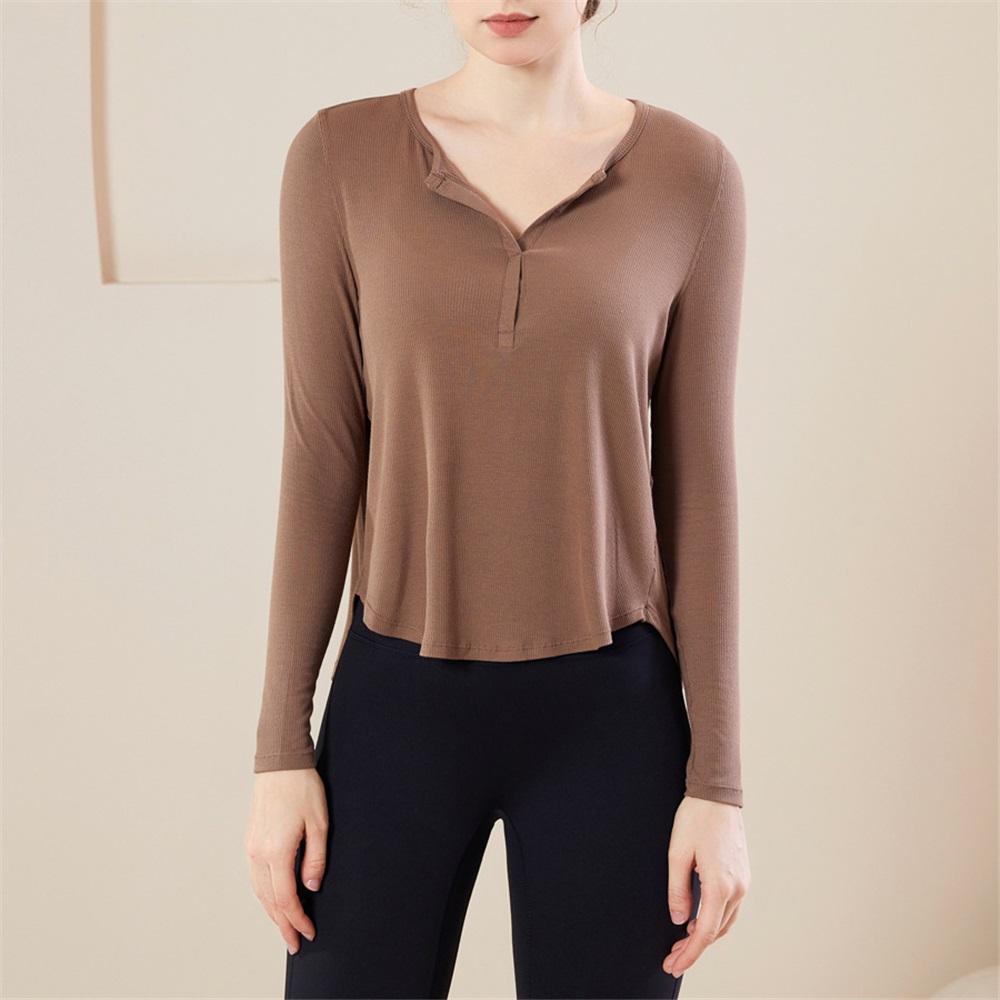 Свободная футболка для фитнеса и йоги с длинным рукавом, быстросохнущая накидка, новинка осени, универсальный топ с нитью для спортивного фитнес-костюма для женщин