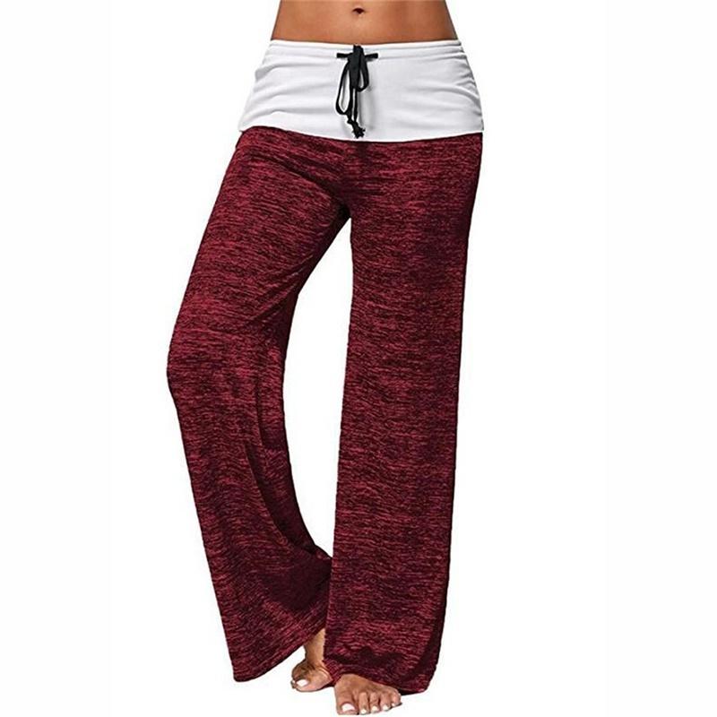 Женские штаны для йоги Block Wide Leg, свободные длинные брюки со средней талией, большие размеры