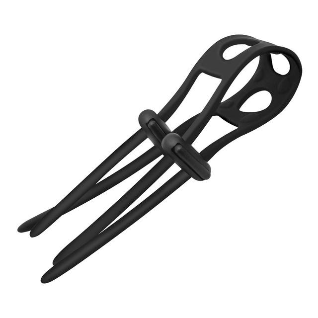 Регулируемый мужской силиконовый замок для пениса, кольцо на член, бондаж, задержка эрекции, увеличение, шарик, носилки, массажер, мужские секс-игрушки