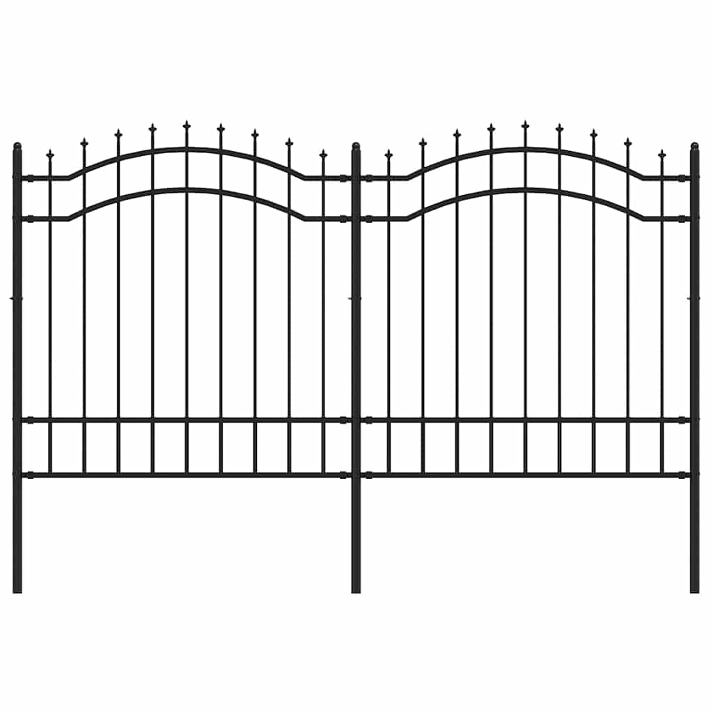 Woerden Garden Fence with Spear Point Top Black 240 x 125 cm Steel