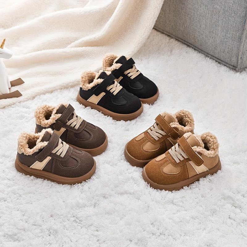 Уютные и стильные кроссовки для малышей с застежкой на липучке - теплая плюшевая подкладка, прочная подошва из ТПР, идеально подходят для повседневной носки осенью/зимой