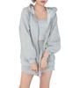 DONOBAN Pajama Set and Oversized Sweatsuit Loungewear Set FREE Gray Women's (Top Bottoms) - Hoodie, Shorts, Camisole, Silhouette, 3-Piece