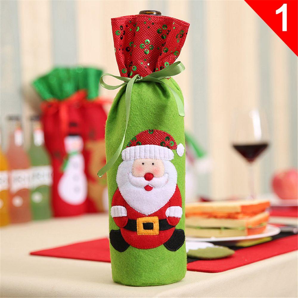 Colorful Snowman Santa Claus Champagne Package Dinner Table Decor Christmas Wine Bottle Cover Bag